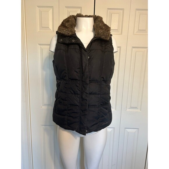 Eddie Bauer womens Down Vest with Detachable Faux Fur Collar Size M - Picture 1 of 9